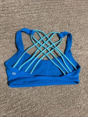 lululemon athletica Bright Blue Sports Bra with Aqua Strappy Back